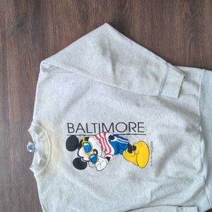 Disney by Velva Sheen Size Large gray Mickey Mouse Vintage Distressed Cr…